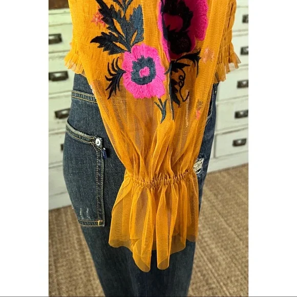 Anthropologie Smocked Tulle Blouse Top MP - Picture 10 of 16